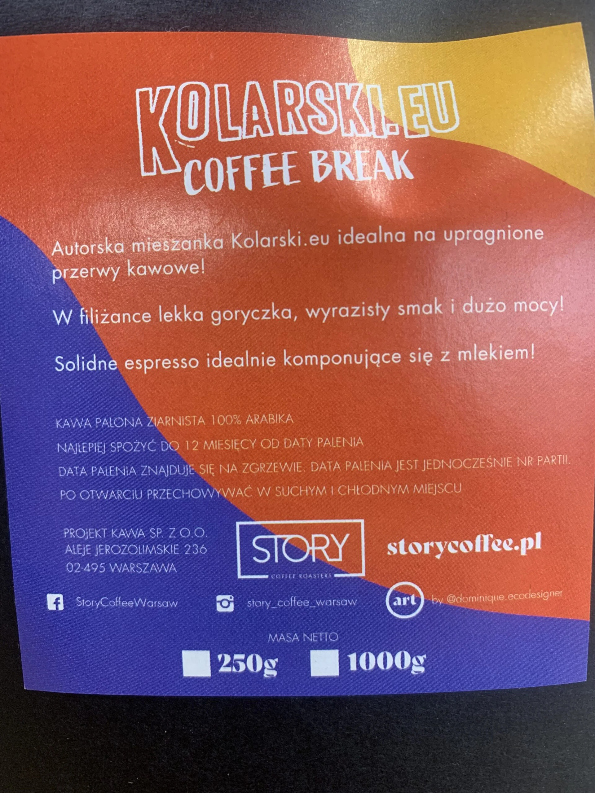 Kawa ziarnista Kolarski.eu Coffee Break - 1 kg - obrazek 3
